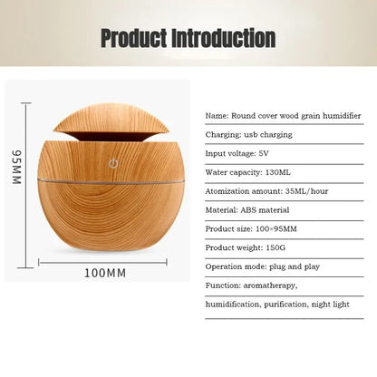 Wood Grain Essential Oil Mist Aroma Diffuser