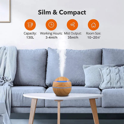 Wood Grain Essential Oil Mist Aroma Diffuser